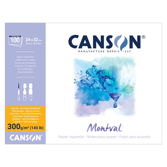 Canson Montval Akvarelliilehtiö 300g 24×32cm Maxi Pack