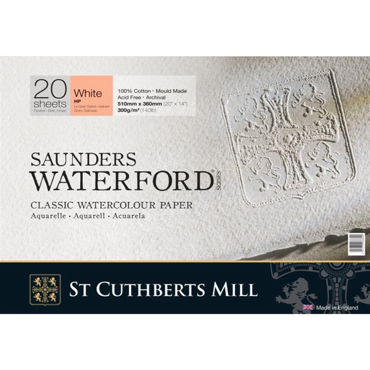 St Cuthberts Mill Saunders Waterford Watercolour Paper White HP 51x36 cm 300g