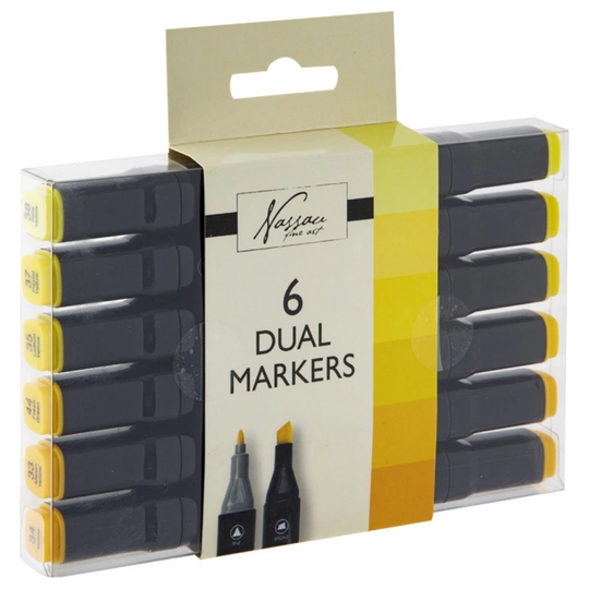 Nassau Fine Art Dual-tip Markers 6-setti Keltainen