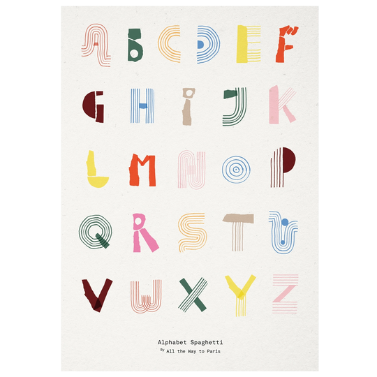 MADO Alphabet Spaghetti juliste 50 x 70 cm, monivärinen