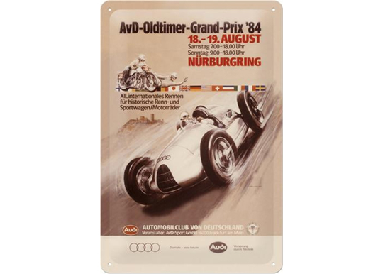 Retro metallitaulu AvD-OLDTIMER-GRAND-PRIX '84 20x30 cm