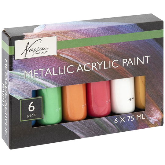 Nassau Fine Art Acrylic Paint 75ml Metallic 6-set
