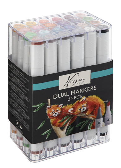 Nassau - Markers Dual Tip 24 pcs White - (K-AR0104/22GE)