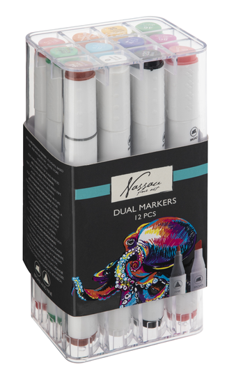 Nassau - Markers Dual Tip 12 pcs White - (K-AR0103/22GE)