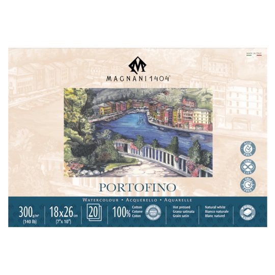 Magnani Akvarelliilehtiö Portofino 100% Puuvilla 300g Satin 18x26cm 20 Sheets
