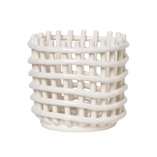 ferm LIVING Ceramic kori, S, luonnonvalkoinen