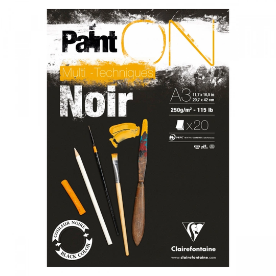 Clairefontaine Paint'ON Taiteilijalehtiö Black Noir A3