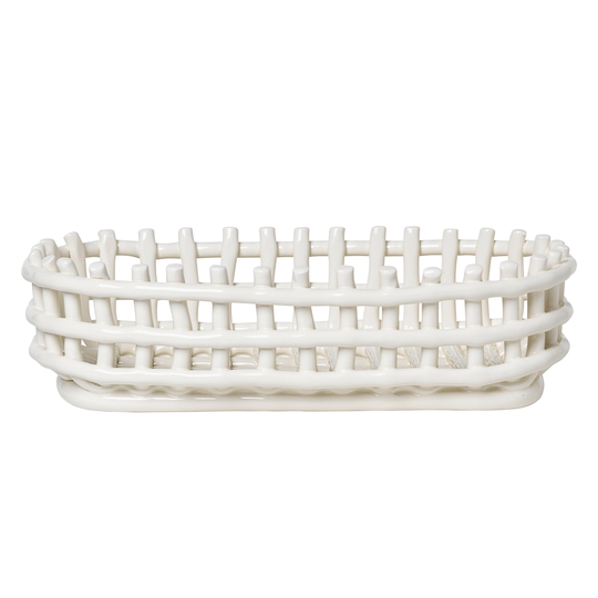 ferm LIVING Ceramic kori, ovaali, luonnonvalkoinen
