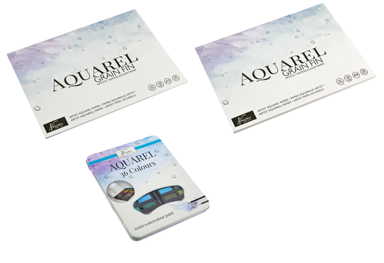 Nassau - Aquarel pans 36pcs with aquarel Paper A4&A3 2x 20 sheet - Bundle