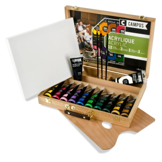 Raphaël Akryylimaalisetti Campus Puulaatikko 12x100 ml Tuubia
