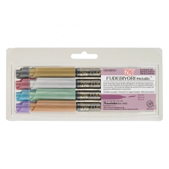 ZIG Kuretake Fudebiyori 8--kpl Metallic
