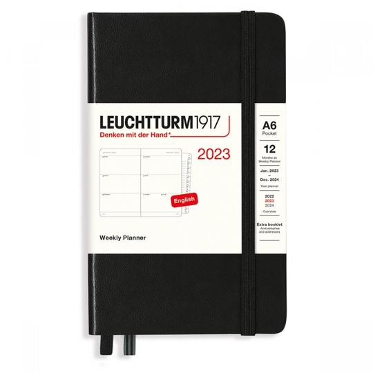 Leuchtturm1917 Kalenteri 2023 Weekly Planner Hardcover A6 Black