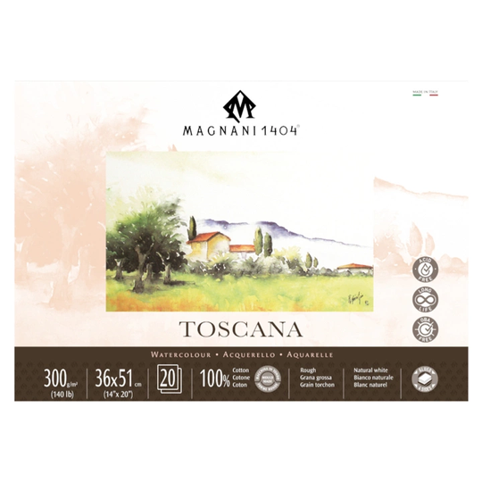 Magnani Akvarelliilehtiö Toscana 100% Puuvilla 300g Rough 36x51cm 20 Sheets