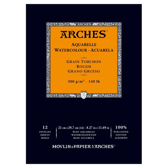 Arches Akvarellilehtiö Rough 300g A4 12 arkkia