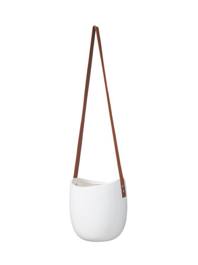 Hanging pot with leather band -amppeli 16 x 18 cm