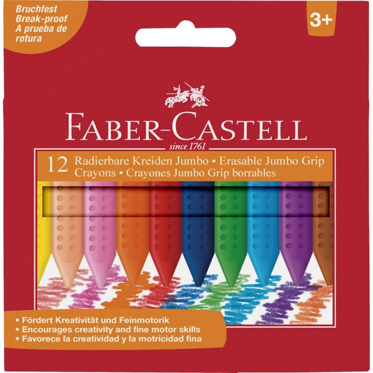 Faber-Castell Pyyhittävät liidut Jumbo 12-setti