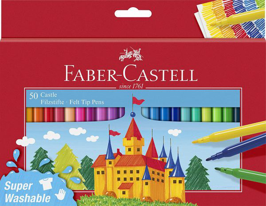 Faber-Castell - Felt Tip Pen Castle Pack of 50 in Cardboard Box (554204)