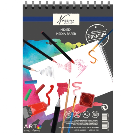 Nassau Fine Art Joonistusplokk spiraalis Mixed Media A5 300g