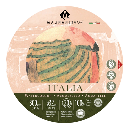 Magnani Akvarelliilehtiö Pyöristää Italia 100% Puuvilla 300g 32cm 20 Sheets