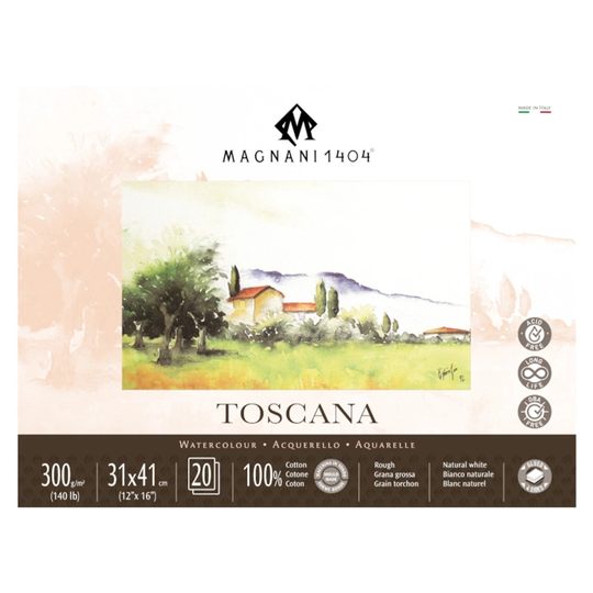 Magnani Akvarelliilehtiö Toscana 100% Puuvilla 300g Rough 31x41cm 20 Sheets