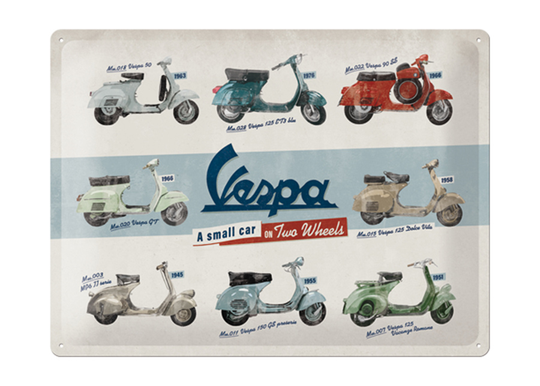 Retro metallitaulu Vespa mallit 30x40 cm