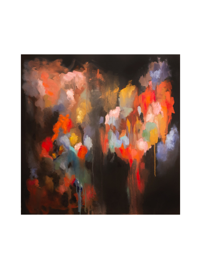 Satumetsä, öljyvärimaalaus, 90x90x4 cm