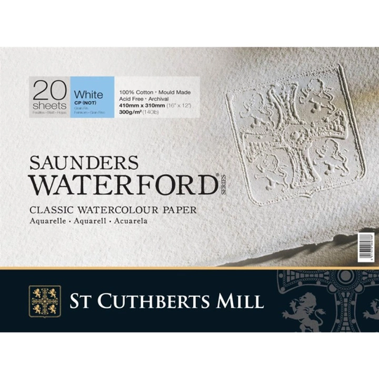 St Cuthberts Mill Saunders Waterford Akvarelliilehtiö Valkoinen CP/NOT 41x31 cm 300g