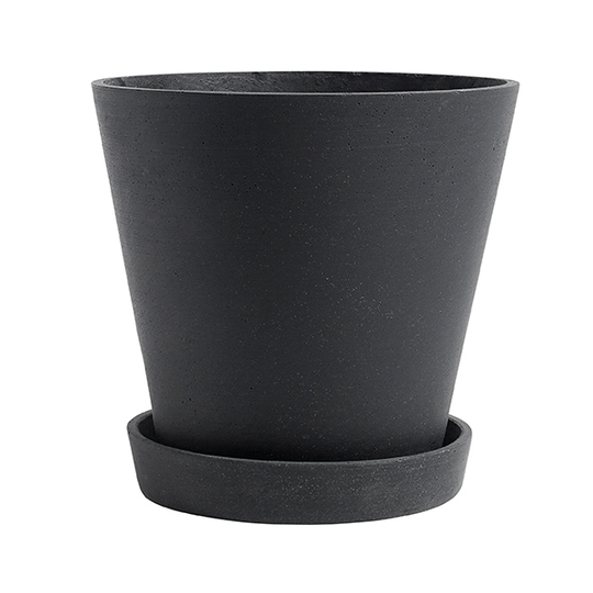 HAY Flowerpot ruukku ja lautanen, XL, musta