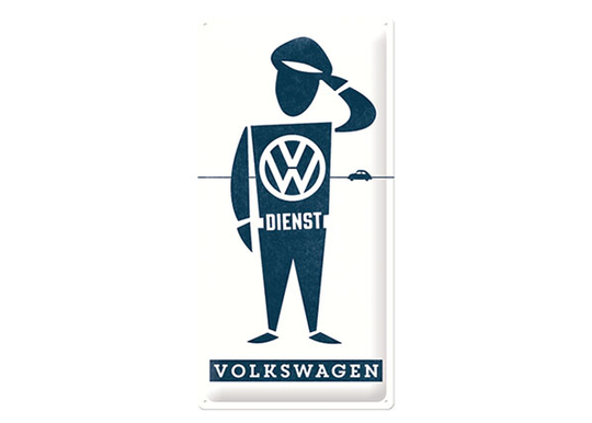 Retro metallitaulu VW DIENST 25x50 cm