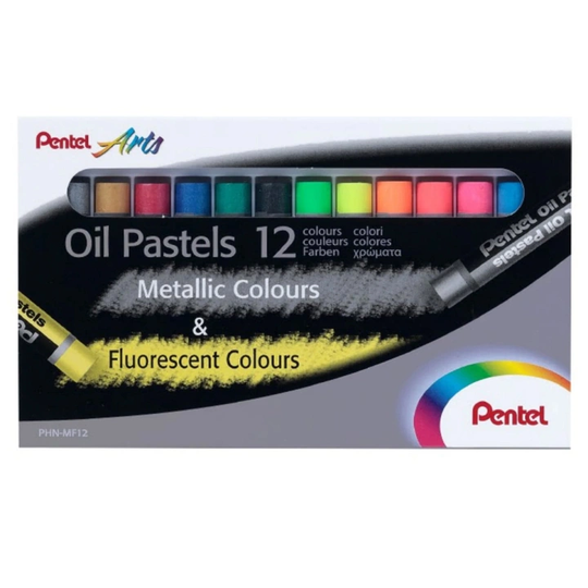 Pentel Öljypastellit Fluo & Metallic 12-setti