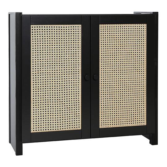 Lundia Classic kaappi rottinkiovilla, 84 x 79 cm, mustalakattu