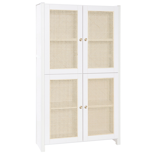 Lundia Classic kaappi rottinkiovilla, 84 x 149 cm, valkolakattu