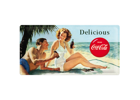 Retrotyylinen metallitaulu COCA-COLA DELICIOUS 25x50 cm