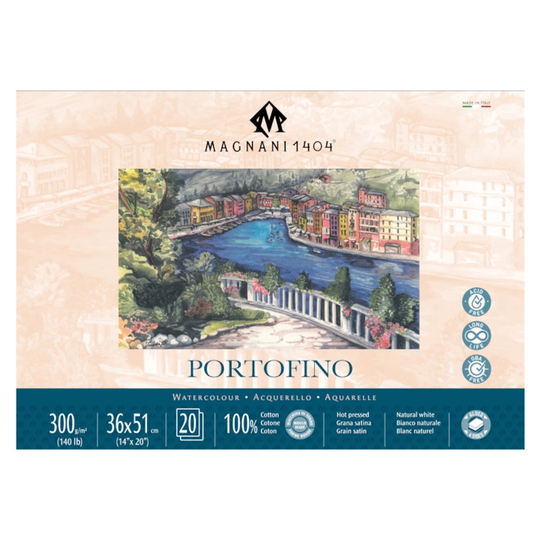 Magnani Akvarelliilehtiö Portofino 100% Puuvilla 300g Satin 36x51cm 20 Sheets