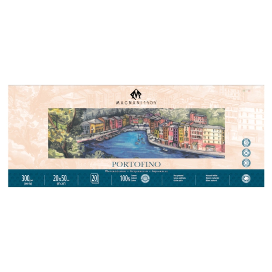 Magnani Akvarelliilehtiö Portofino 100% Puuvilla 300g Satin 20x50cm 20 Sheets