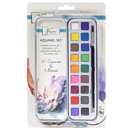Nassau Fine Art Aquarel kit 18 colours + Sivellin