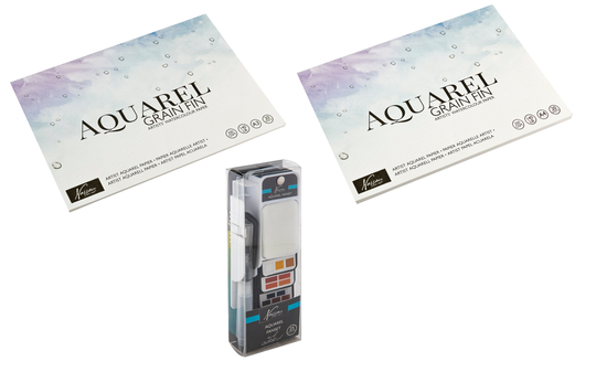 Nassau - Water colour fanset 25 colours with aquarel Paper A4&A3 2x 20 sheet - Bundle
