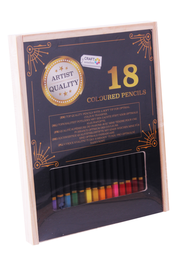 Craft sensations - Colouring Pencils 18 pcs in Wooden Box - (K-CR0392/18/GE)