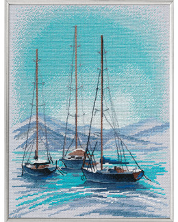 Kirjontapakkaus Taulu Purjeveneet