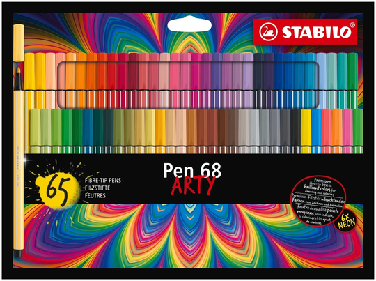 STABILO - Pen 68 ARTY, cardboard wallet of 65 colors