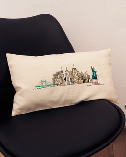 Kirjontapakkaus Tyynynpäällinen New York
