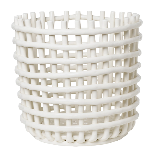 ferm LIVING Ceramic kori, XL, luonnonvalkoinen