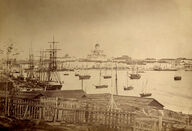Canvas-taulu | Akustiikkataulu Eteläsatama ja Helsingin keskusta 1865 Seepia Helsingin kaupunginmuseo 3782