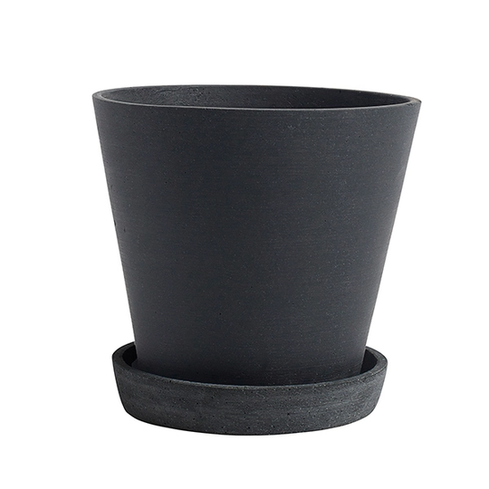 HAY Flowerpot ruukku ja lautanen, L, musta